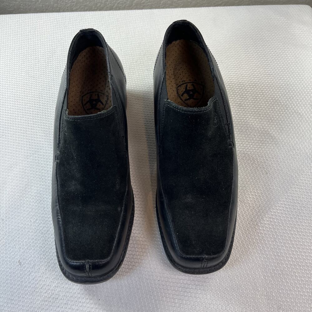 Ariat Shoes Womens 8.5 Loafers Black Leather Round Toe Low Top Slip On Suede - Picture 1 of 13